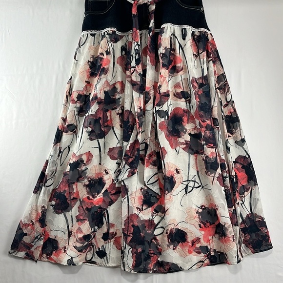 Unbranded Coastal Cowgirl Denim Waist w/ Floral Flared Maxi Skirt - Picture 2 of 12